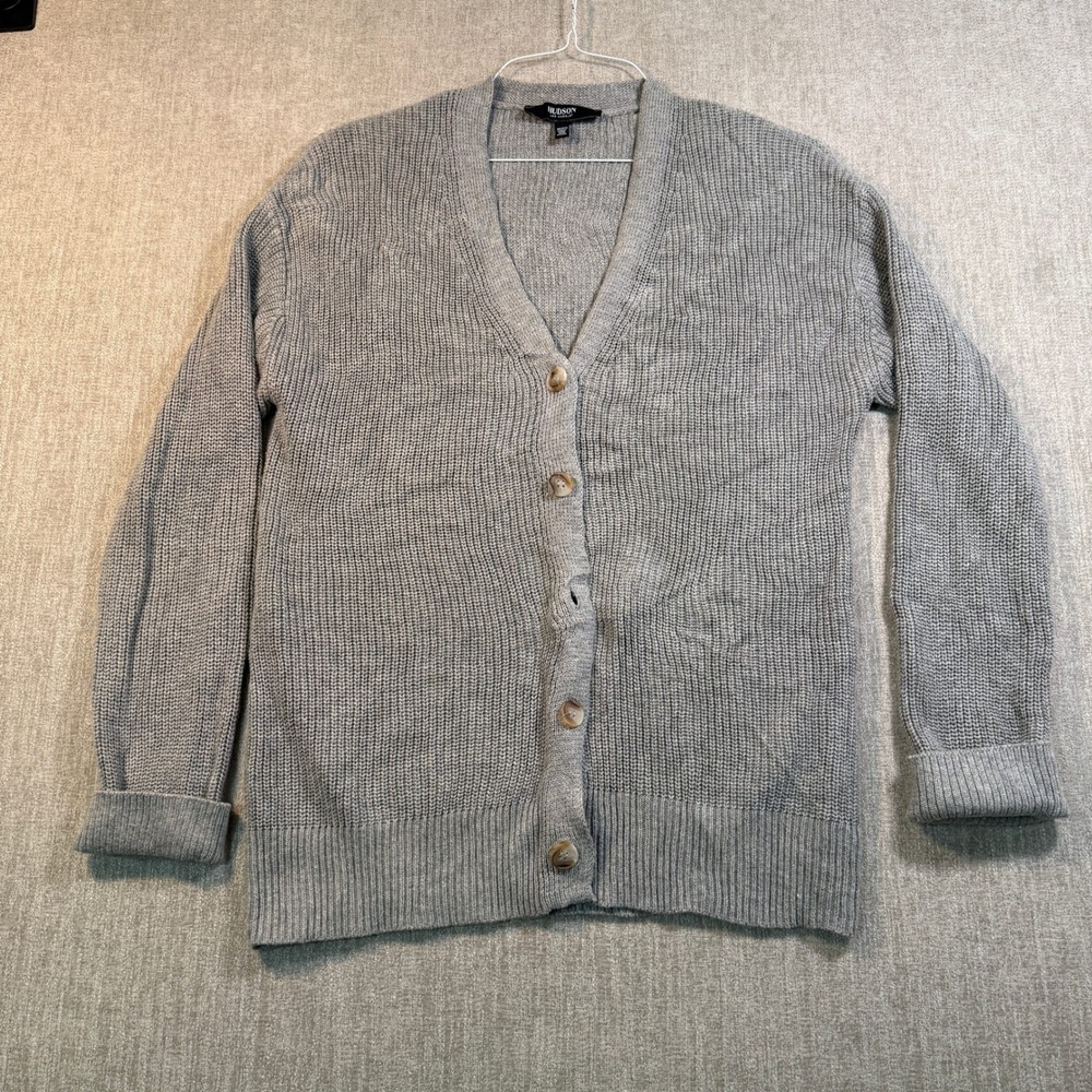 Hudson Los Angeles Gray Knit V-Neck Cardigan Sweater Womens XS Missing Button